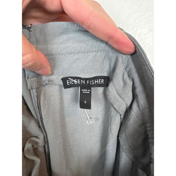 Eileen Fisher Grey Silk Draw String Straight Leg Comfortable Pants Large - Picture 9 of 9
